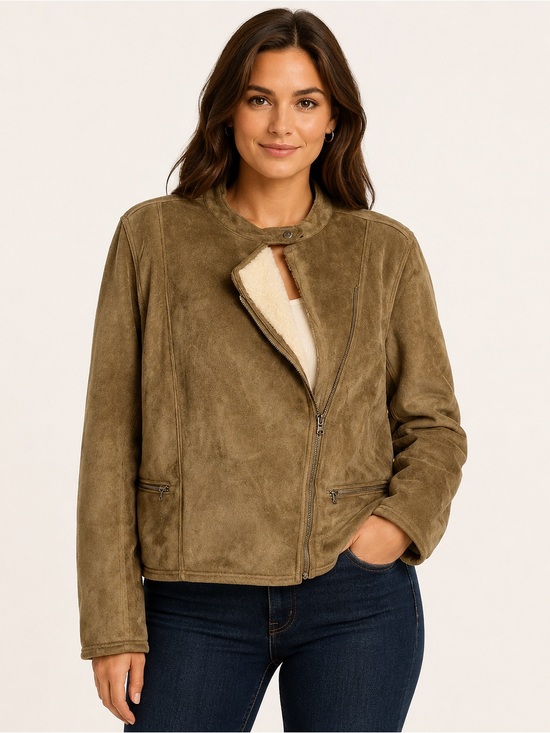 Ralph Lauren Jackets & Blazers - Lauren Ralph Lauren Women’s Faux Suede Sherpa Lined Moto Jacket Brown XL